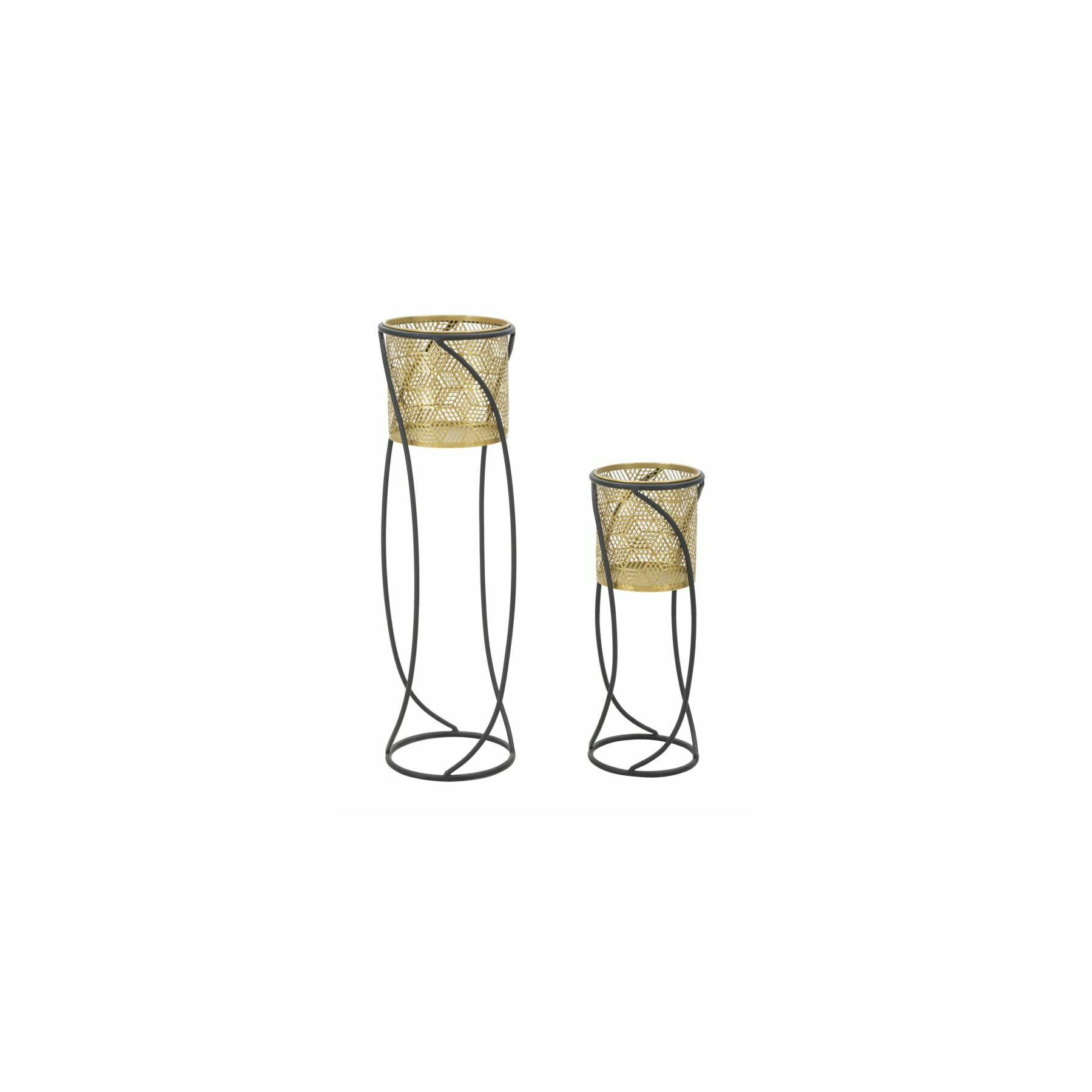 Suport plante, roma2165, auriu si negru, metal, 76/51x23/20x23/20 cm