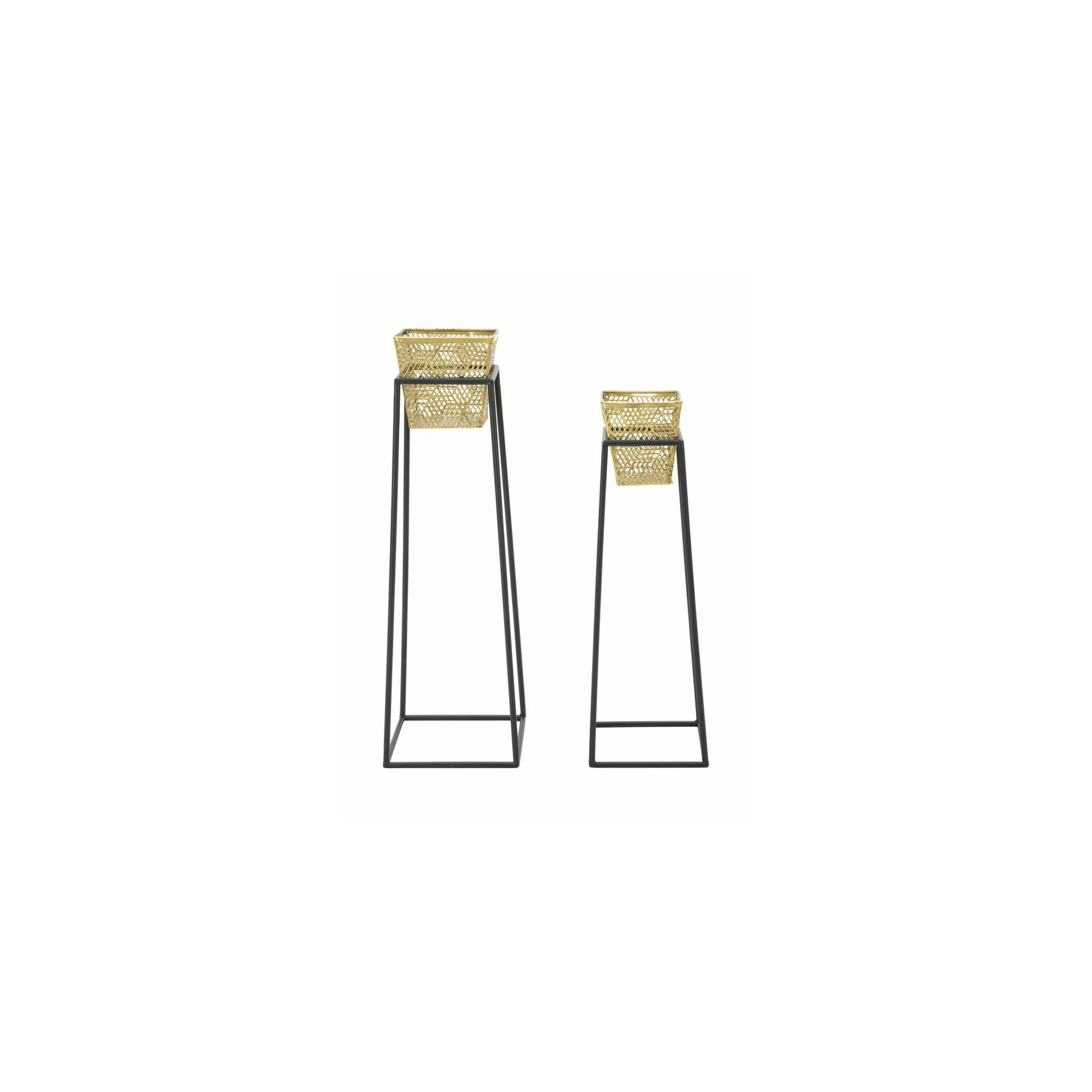 Suport plante, roma2167, auriu si negru, metal, 70/60x23/20x23/20 cm