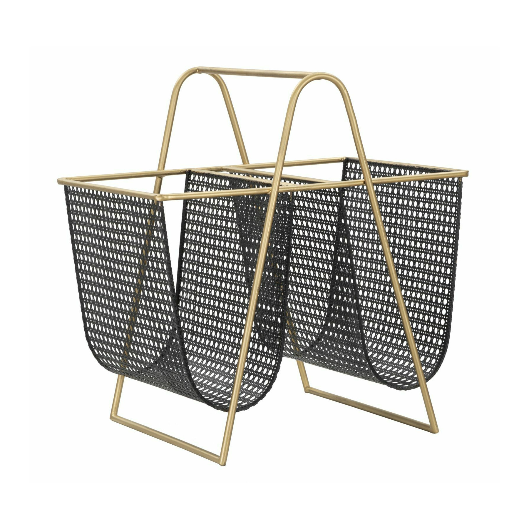 Suport reviste, roma2069, negru si auriu, metal, 42.5x31x40 cm
