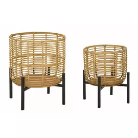 Suporturi pentru flori, Roma2269, Multicolor, Ratan si Metal, 47/39x41/33x41/33 cm