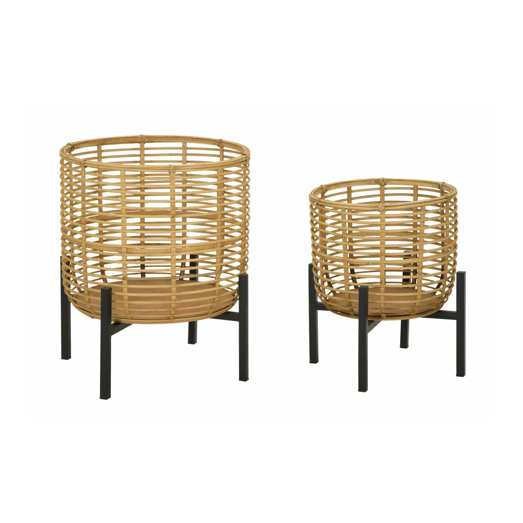 Suporturi pentru flori, roma2269, multicolor, ratan si metal, 47/39x41/33x41/33 cm