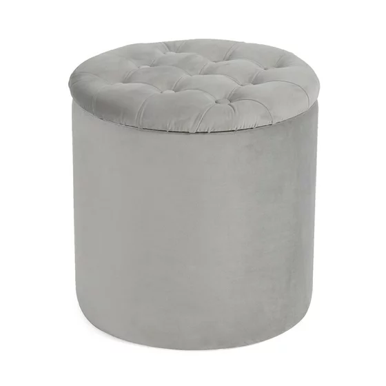 Taburet Cu Spatiu de Depozitare Dori, 40x40x40 h cm, Catifea, Gri Deschis picture - 1