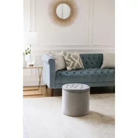 Taburet Cu Spatiu de Depozitare Dori, 40x40x40 h cm, Catifea, Gri Deschis