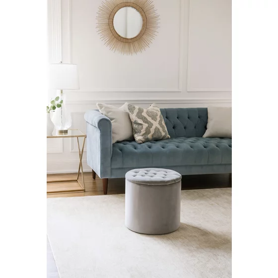 Taburet Cu Spatiu de Depozitare Dori, 40x40x40 h cm, Catifea, Gri Deschis picture - 2