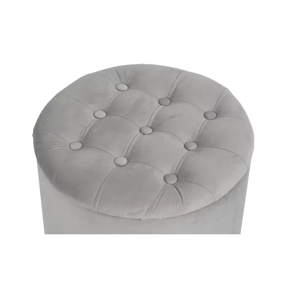 Taburet Cu Spatiu de Depozitare Dori, 40x40x40 h cm, Catifea, Gri Deschis picture - 3