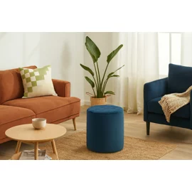 Taburet Cubo, 36x36x33 h cm, Catifea, Albastru