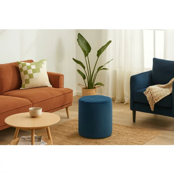 Taburet Cubo, 36x36x33 h cm, Catifea, Albastru picture - 2