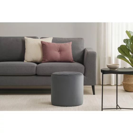 Taburet Cubo, 36x36x33 h cm, Catifea, Gri picture - 2