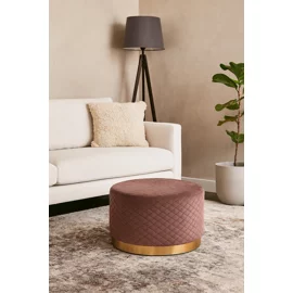 Taburet Lumi, 53x53x32 h cm, Stofa Roz Antichizat