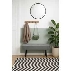 Taburet Moza, 100x34x43 h cm, Stofa, Negru/Gri