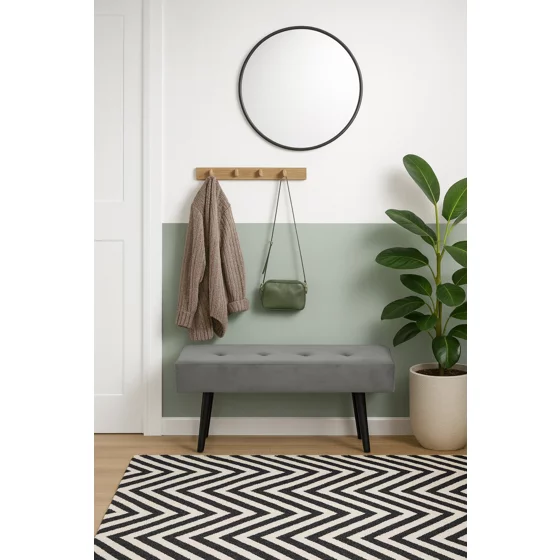 Taburet Moza, 100x34x43 h cm, Stofa, Negru/Gri picture - 2