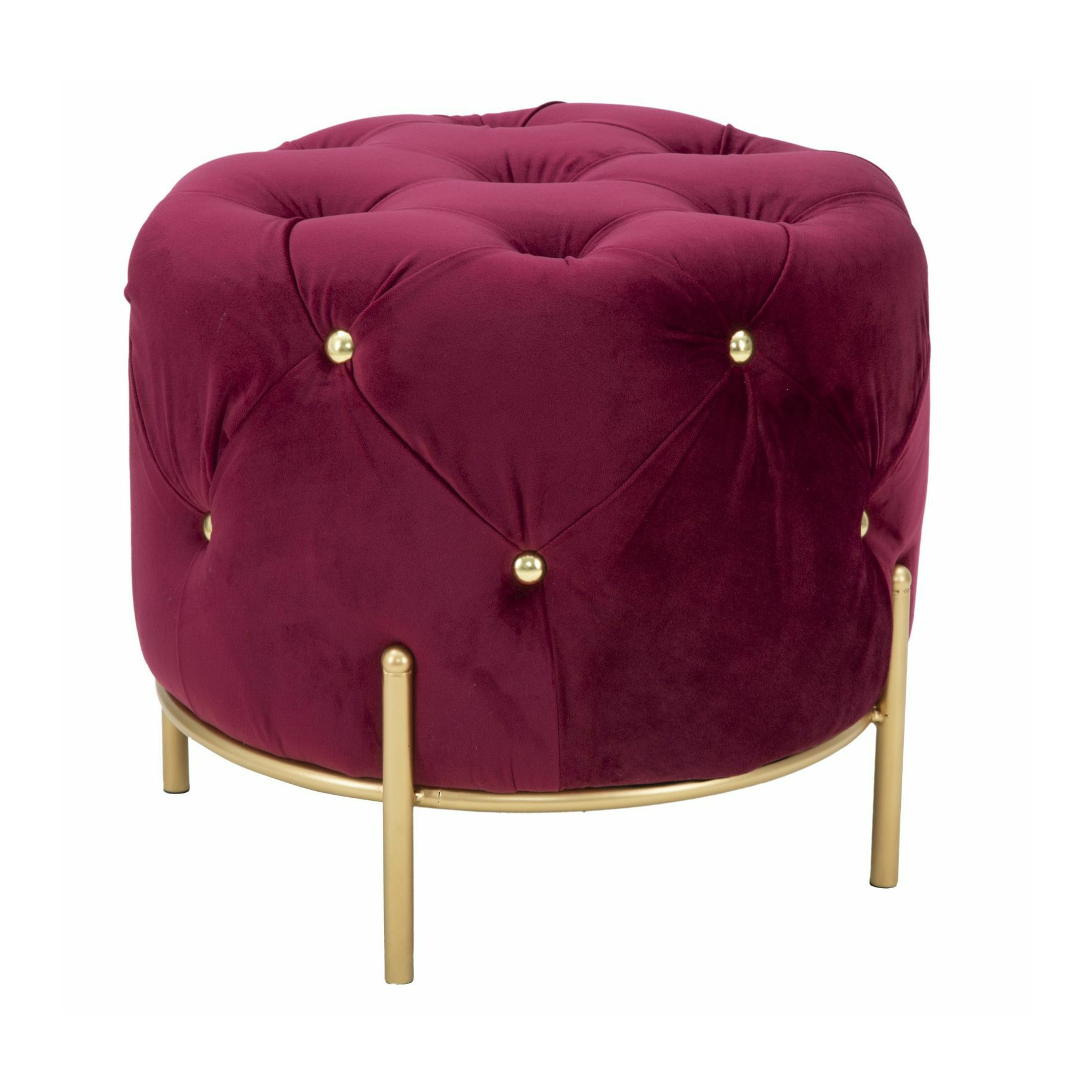 Taburet roma1873, bordo,auriu, mdf, metal, poliester, 40x45x45 cm
