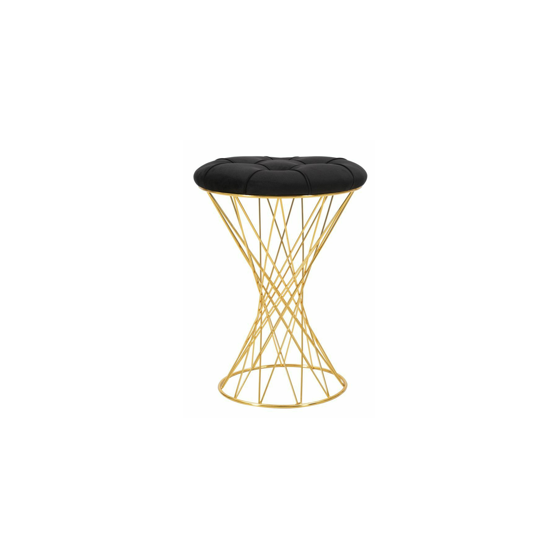 Taburet roma2195, auriu si negru, metal, burete si tesatura, 50x41x41 cm