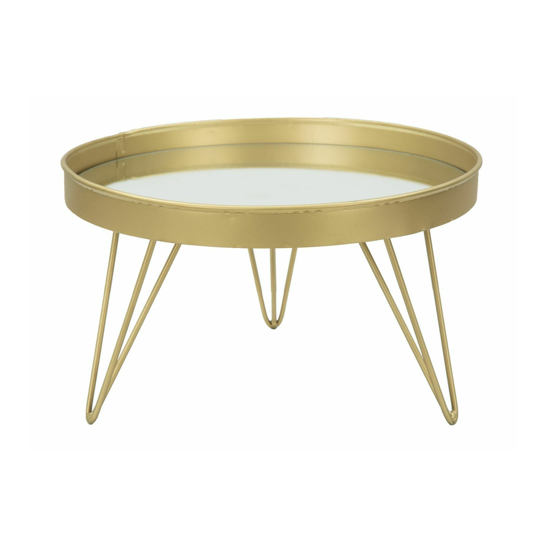 Tava decorativa, roma2338, auriu, metal si oglinda, 18x31x31 cm