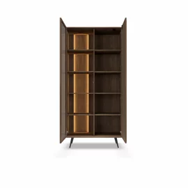 Vitrina Amaro A, Sistem De Iluminat tip Led Inclus, 93.5x40x196.4 h cm, Pal Melaminat/MDF, Stejar Dunin