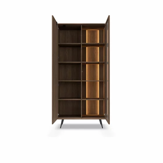 Vitrina Amaro, Sistem De Iluminat tip Led Inclus, 93.5x40x196.4 h cm, Pal Melaminat/MDF, Stejar Dunin picture - 6