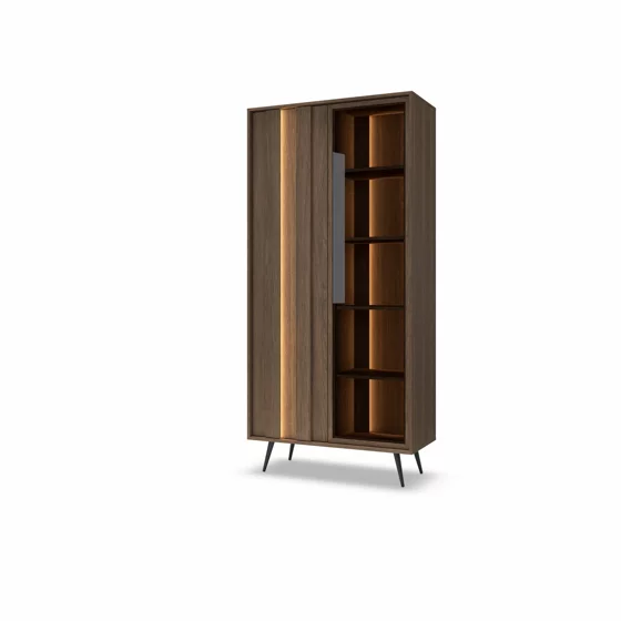 Vitrina Amaro, Sistem De Iluminat tip Led Inclus, 93.5x40x196.4 h cm, Pal Melaminat/MDF, Stejar Dunin picture - 7