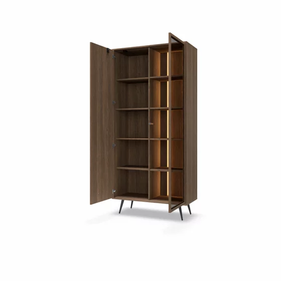 Vitrina Amaro, Sistem De Iluminat tip Led Inclus, 93.5x40x196.4 h cm, Pal Melaminat/MDF, Stejar Dunin picture - 8