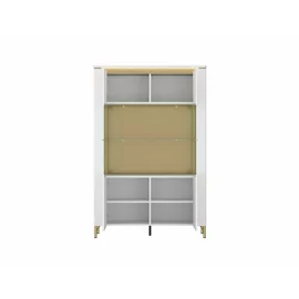 Vitrina Lazio LAZV02 2 Usi, 110.4x40x169.2 h cm, Pal Melaminat/MDF, Alb Alpin/Alb Lucios
