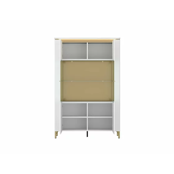 Vitrina Lazio LAZV02 2 Usi, 110.4x40x169.2 h cm, Pal Melaminat/MDF, Alb Alpin/Alb Lucios picture - 2