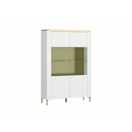 Vitrina Lazio LAZV02 2 Usi, 110.4x40x169.2 h cm, Pal Melaminat/MDF, Alb Alpin/Alb Lucios