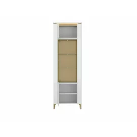 Vitrina Lazio LAZV02, 65.5x40x201.2 h cm, Pal Melaminat/MDF, Alb Alpin/Alb Lucios