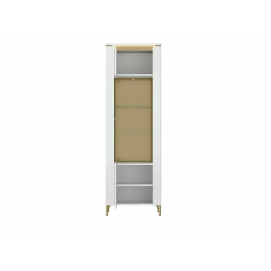 Vitrina Lazio LAZV02, 65.5x40x201.2 h cm, Pal Melaminat/MDF, Alb Alpin/Alb Lucios picture - 2