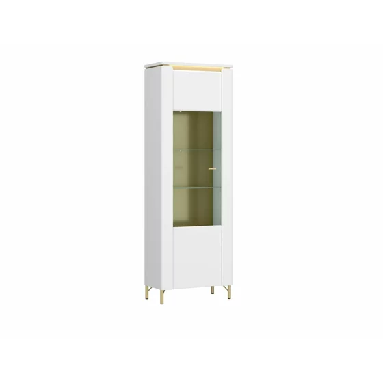 Vitrina Lazio LAZV02, 65.5x40x201.2 h cm, Pal Melaminat/MDF, Alb Alpin/Alb Lucios picture - 1
