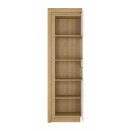 Vitrina Lyon LYOV03 P, 59.7x42x198.1 h cm, Pal Melaminat, Stejar Riviera/Alb Lucios