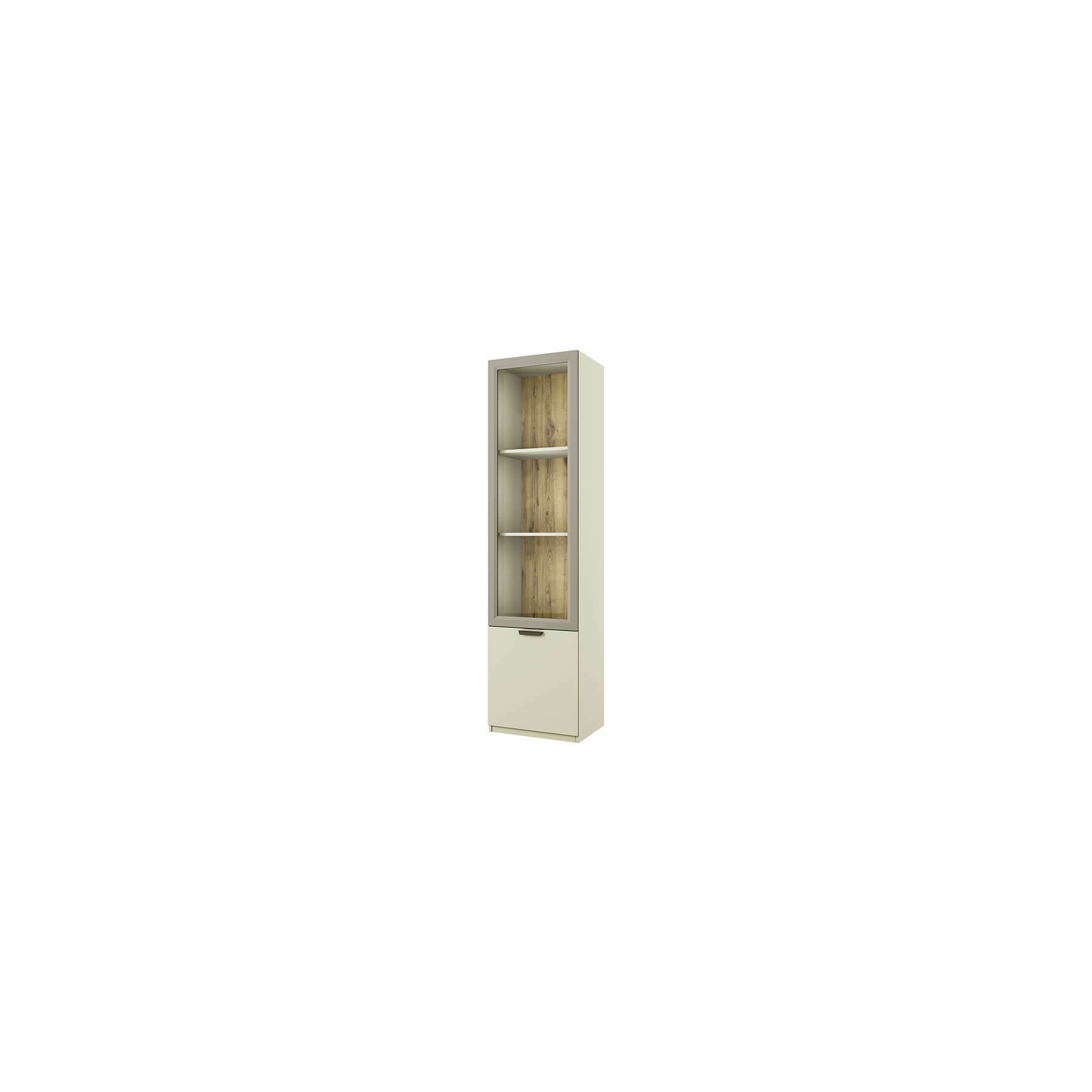 Vitrina modern 1v1d/52 52x40x200 cm, ecru/stejar navarra