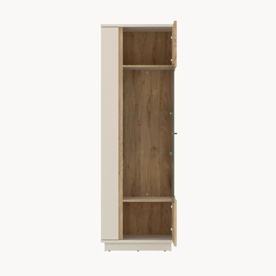 Vitrina Mosano LUSV101, 62x40x189.5 h cm, MDF cu Riflaj, Stejar Cremona/Casmir picture - 2