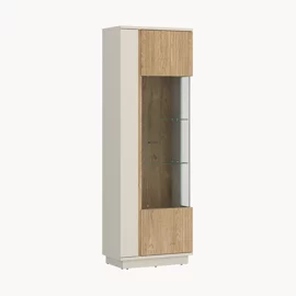 Vitrina Mosano LUSV101, 62x40x189.5 h cm, MDF cu Riflaj, Stejar Cremona/Casmir