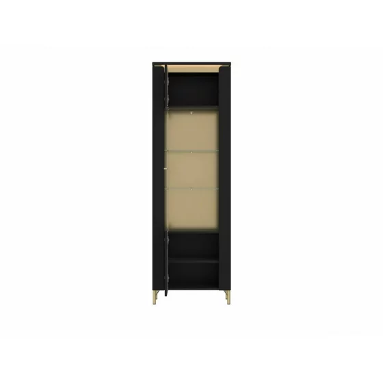 Vitrina Norica LAZF01, 65.5x40x201.2 h cm, Pal Melaminat/MDF, Negru/Auriu picture - 2