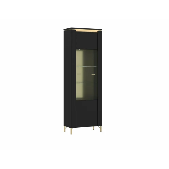 Vitrina Norica LAZF01, 65.5x40x201.2 h cm, Pal Melaminat/MDF, Negru/Auriu picture - 1