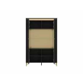 Vitrina Norica LAZV02 2 Usi, 110.4x40x169.2 h cm, Pal Melaminat/MDF, Negru/Auriu