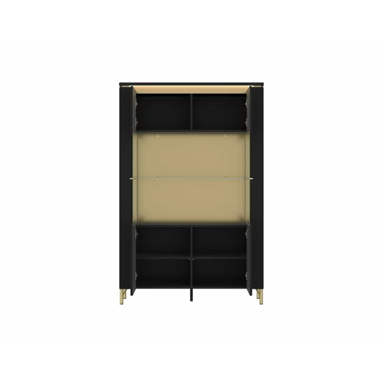 Vitrina Norica LAZV02 2 Usi, 110.4x40x169.2 h cm, Pal Melaminat/MDF, Negru/Auriu picture - 2