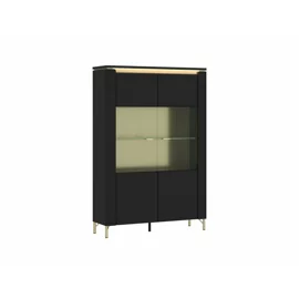 Vitrina Norica LAZV02 2 Usi, 110.4x40x169.2 h cm, Pal Melaminat/MDF, Negru/Auriu
