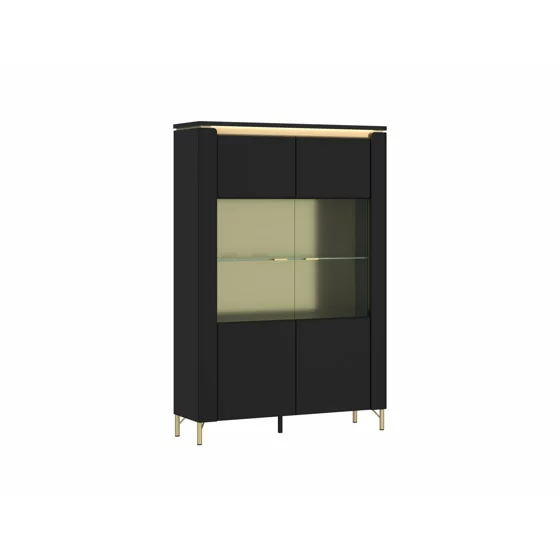 Vitrina Norica LAZV02 2 Usi, 110.4x40x169.2 h cm, Pal Melaminat/MDF, Negru/Auriu picture - 1