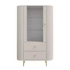 Vitrina Semi-Inalta Ovalio 2 Serate + Usa, TYP 112,  97.4x42.3x155 h cm, Pal Melaminat/MDF, Beige Nisip picture - 2