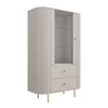 Vitrina Semi-Inalta Ovalio 2 Serate + Usa, TYP 112,  97.4x42.3x155 h cm, Pal Melaminat/MDF, Beige Nisip picture - 4