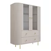 Vitrina Semi-Inalta Ovalio 2 Usi si 2 Sertare, TYP 122,  123x42.3x155 h cm, Pal Melaminat/MDF, Beige Nisip picture - 4