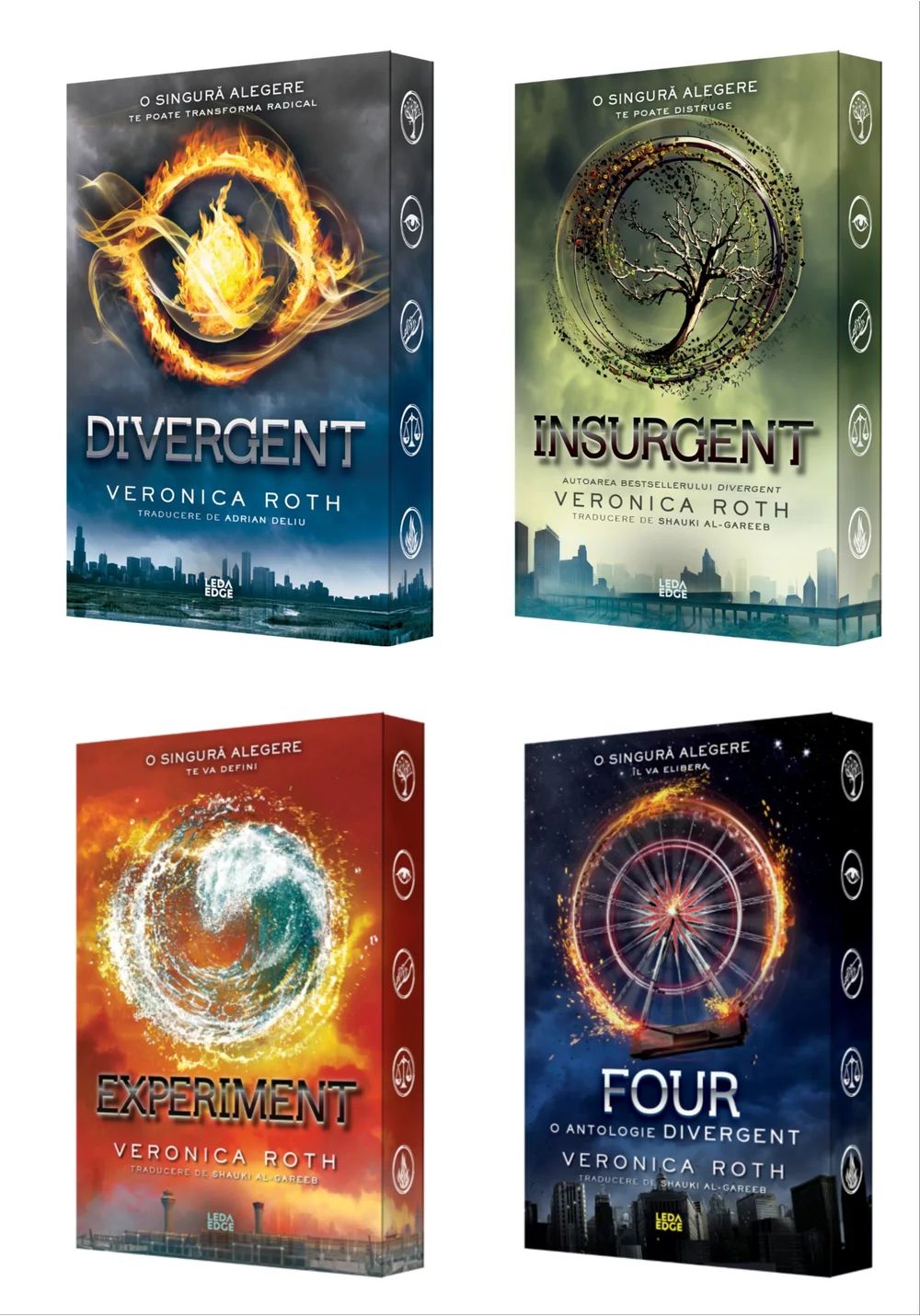 Seria Divergent de Veronica Roth. Pachet 4 volume, Divergent • Insurgent • Experiment • Four