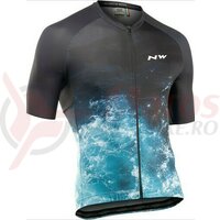 Bluza cu maneca scurta ciclism Northwave Water negru/albastru