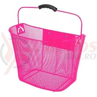 Cos fata plasa metalica Ventura 34,5x26,5x26/22,5cm cu suport prindere ghidon detasabil roz