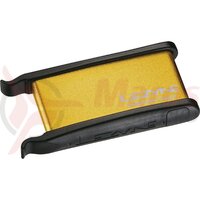 Kit pana Lezyne in cutie aluminiu, 2xTire Lever, 6xPatch, 1xScuffer, 1xTire Boot, auriu