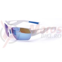 Ochelari Bikefun Gladiator albi lentile polarizate fumuriu albastru + lentile schimb