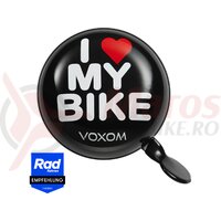 Sonerie bicicleta Voxom Kl17, neagra, i love my bike