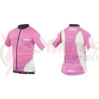 Tricou ciclism Force Kid Star 128-140 cm roz/alb