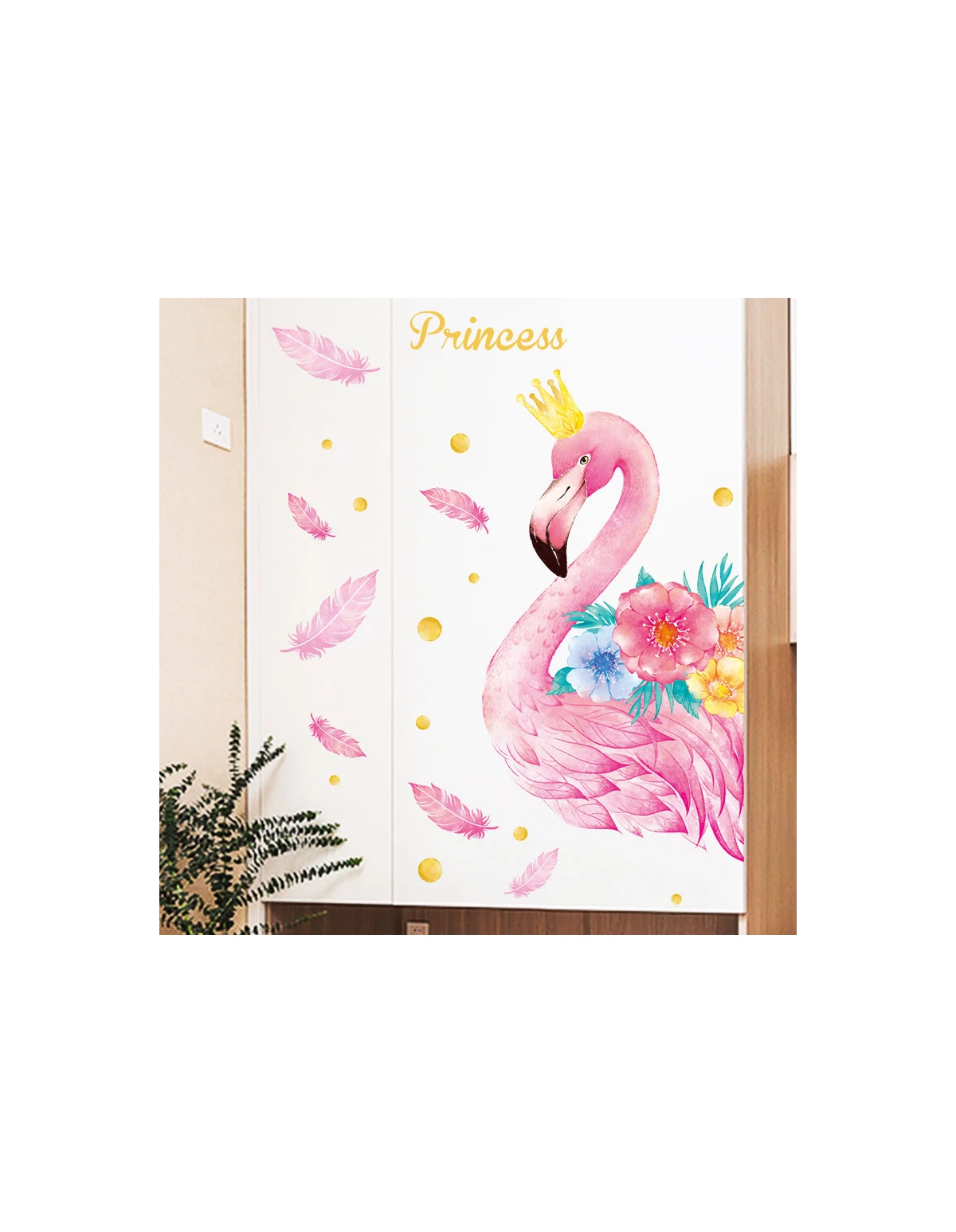 Autocolant de perete flamingo-princess 109.6x143cm