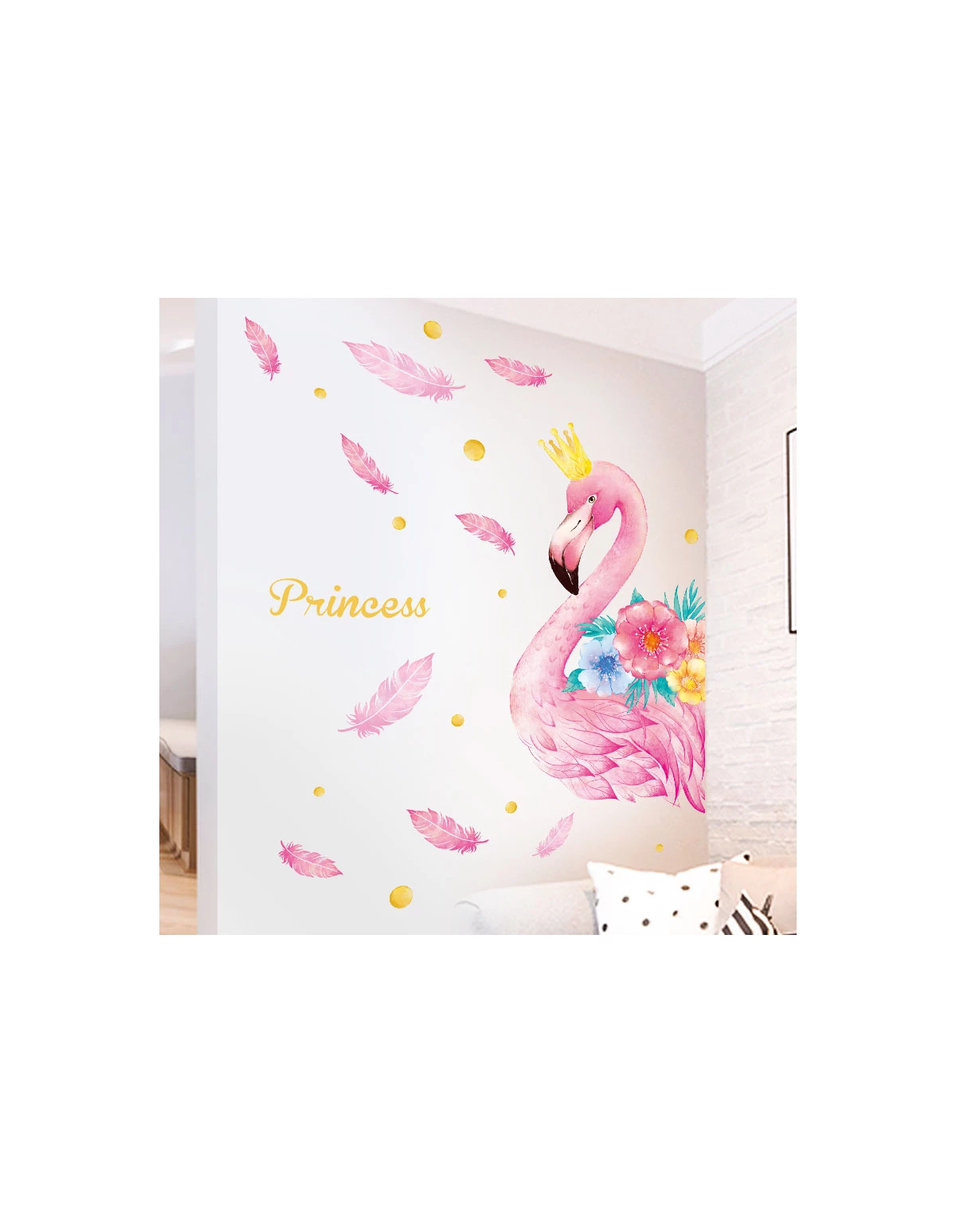 Autocolant de perete flamingo-princess 109.6x143cm